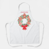名前をカスタムするクリスマスリース エプロン (正面)