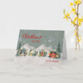 名前をカスタムするクリスマスヴィレッジから カード (黄色い花)