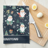 名前をカスタムするクリスマス キッチンタオル (四つ折り)