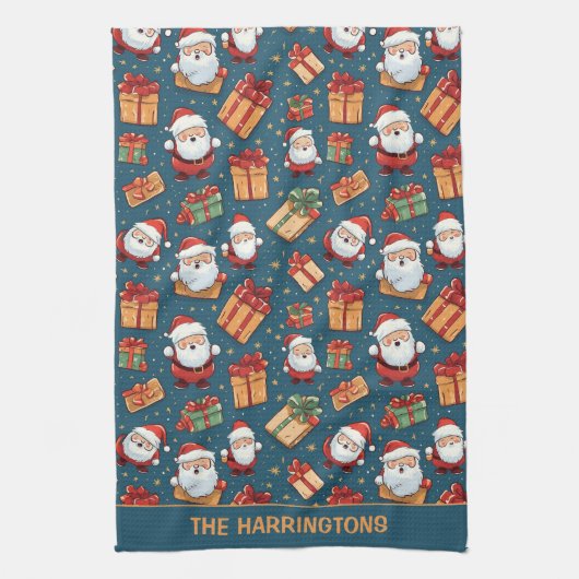 名前をカスタムするクリスマス キッチンタオル (縦)
