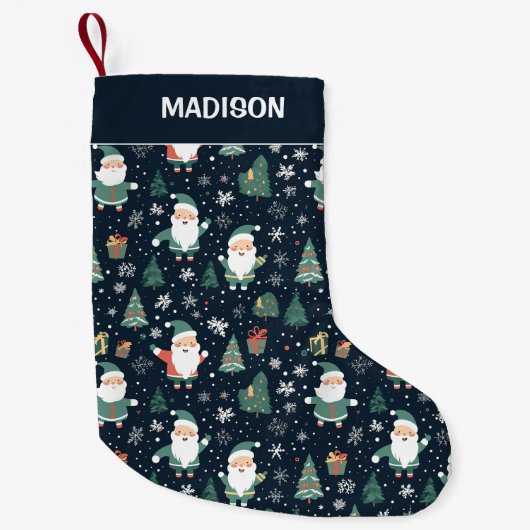 名前をカスタムするクリスマス スモールクリスマスストッキング (正面)