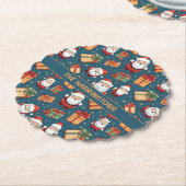 名前をカスタムするクリスマス ペーパーコースター (アングル)