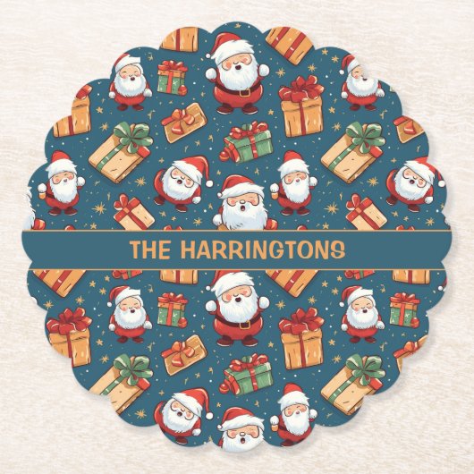 名前をカスタムするクリスマス ペーパーコースター (正面)