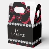 名前をカスタムするクリムゾンレッドグリッターハイヒールボウ フェイバーボックス (オープン)