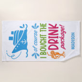 名前をカスタムするクルーズドリンク ビーチタオル (正面)