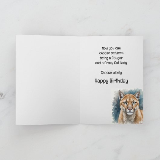名前をカスタムするクーガー誕生日 おもしろい カード (内部)