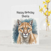 名前をカスタムするクーガー誕生日 おもしろい カード (黄色い花)