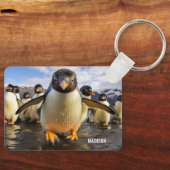 名前をカスタムするクールペンギン キーホルダー (正面)