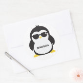 名前をカスタムするクールペンギン ラウンドシール (封筒)