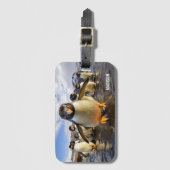 名前をカスタムするクールペンギン ラゲッジタグ (正面縦)