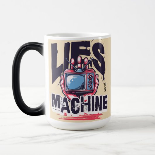 名前をカスタムするクールレトロなアートワークのグラフィックテレビ モーフィングマグカップ (左)