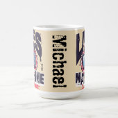 名前をカスタムするクールレトロなアートワークのグラフィックテレビ モーフィングマグカップ (中央)