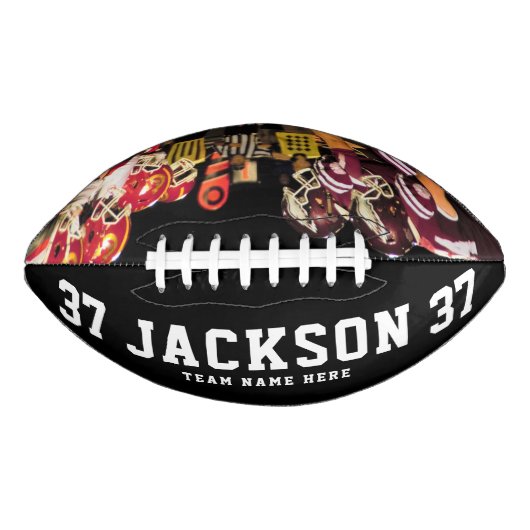 名前をカスタムするクール白黒写真チーム番号 アメリカンフットボール (正面)