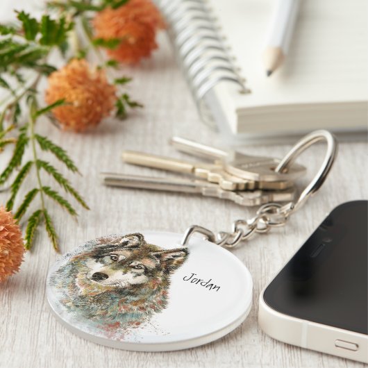 名前をカスタムするグパーソナライズされたレーウルフ キーホルダー (正面右)
