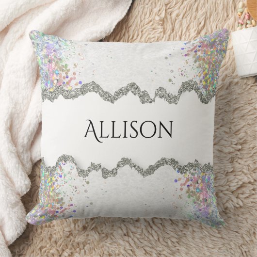 名前をカスタムするグリッター枕パーソナライズされた枕 クッション (ブランケット)