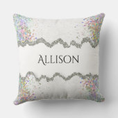 名前をカスタムするグリッター枕パーソナライズされた枕 クッション (裏面)