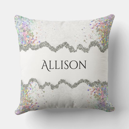 名前をカスタムするグリッター枕パーソナライズされた枕 クッション (裏面)