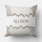 名前をカスタムするグリッター枕パーソナライズされた枕 クッション (正面)