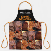 名前をカスタムするグリルマスターBBQバーベキューミートブラック エプロン (正面)