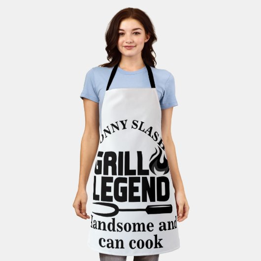 名前をカスタムするグリルレジェンドシェフ エプロン (着用した状態)