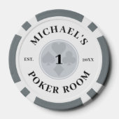 名前をカスタムするグレイ&ホワイトラスベガスの宗派 ポーカーチップ (裏面)