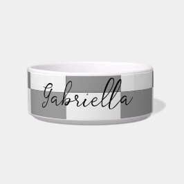 名前をカスタムするグレーのチェックブロックパターン ボウル