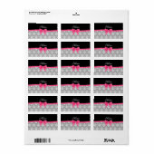 名前をカスタムするグレーダマスピンクグリッターボウ ラベル (フルシート)