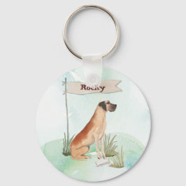 名前をカスタムするグレートダネペットドッグ キーホルダー