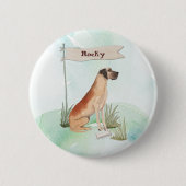 名前をカスタムするグレートダネペットドッグ 缶バッジ (正面)