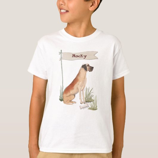 名前をカスタムするグレートダネペットドッグ Tシャツ (正面)