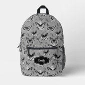 名前をカスタムするグレーバタフライバックパック プリントバックパック (正面)