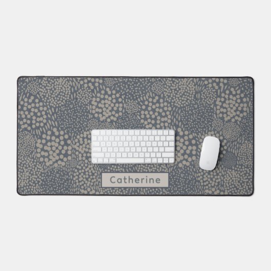 名前をカスタムするグレーブルー抽象芸術ユニークホームオフィス デスクマット (キーボード&マウス)