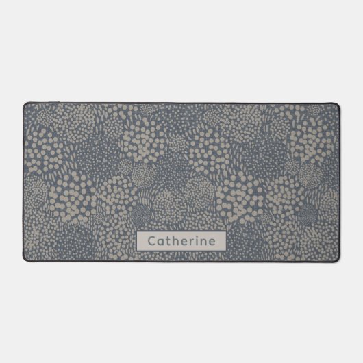 名前をカスタムするグレーブルー抽象芸術ユニークホームオフィス デスクマット (正面)