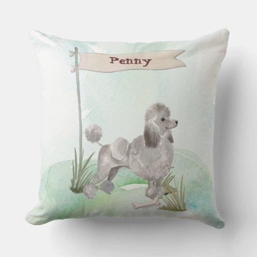 名前をカスタムするグレープードルペットドッグ クッション (正面)