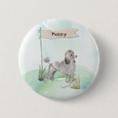 名前をカスタムするグレープードルペットドッグ 缶バッジ (正面)