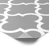 名前をカスタムするグレーモロッコパターンピンクグリッターボウ ポスター (角)