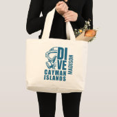 名前をカスタムするケイマン諸島ダイビング ラージトートバッグ (正面(商品))