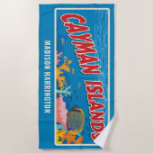 名前をカスタムするケイマン諸島 ビーチタオル (正面)