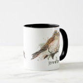 名前をカスタムするケストレル鳥自然アート マグカップ (正面右)