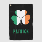名前をカスタムするケルトアイルランドシャムロックアイルランド国旗 ゴルフタオル (正面)