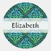 名前をカスタムするケルト結び目模様:ブルーグリーンラウンドスティッカー ラウンドシール (正面)