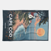 名前をカスタムするケープコッドマサチューセッツ キッチンタオル (横)