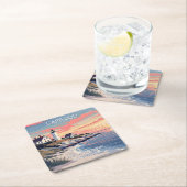 名前をカスタムするケープコッドマサチューセッツ スクエアペーパーコースター (インサイチュ)