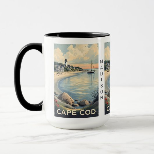 名前をカスタムするケープコッドマサチューセッツ マグカップ (左)
