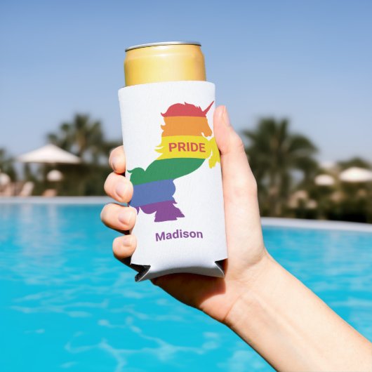 名前をカスタムするゲイユニコーン スリム缶クーラー (インサイチュ プール)
