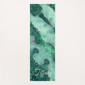 名前をカスタムするゲードアゲートスパークルロックグリーン ヨガマット (正面)