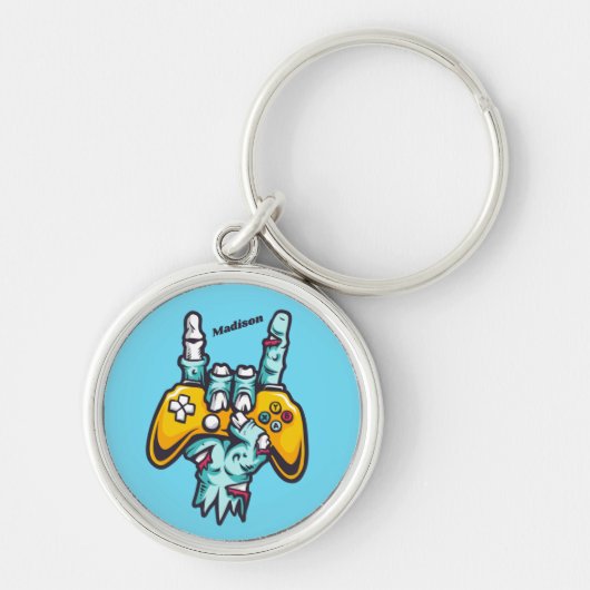 名前をカスタムするゲーマーゾンビ キーホルダー (正面)