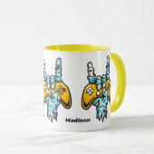 名前をカスタムするゲーマーゾンビ マグカップ (正面右)