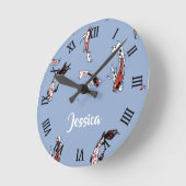 名前をカスタムするコイ青 ラウンド壁時計 (傾斜)