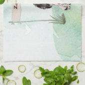 名前をカスタムするコッカースパニエル犬ペットドッグ キッチンタオル (折り畳み)